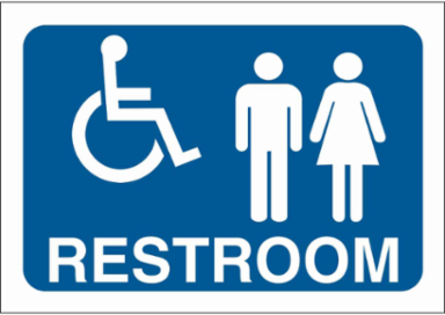 Restroom Sign, 7" H x 10" W x 0.06" D, Polystyrene
