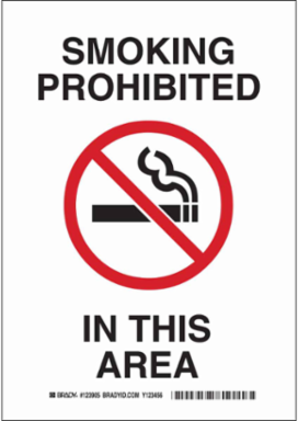Smoking Prohibited In This Area Sign, 10" H x 7" W x 0.006" D, Polyester