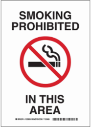 Smoking Prohibited In This Area Sign, 14" H x 10" W x 0.035" D, Aluminum