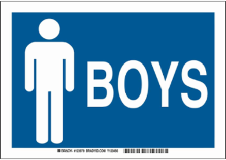 Boys Sign 10 Inch H x 14 Inch W Polyester, Indoor/Outdoor Use, Self-Adhesive