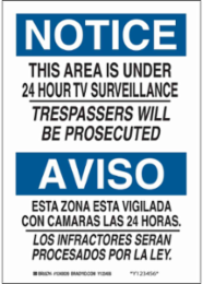 Bilingual Security Surveillance Sign 10 Inch H x 7 Inch W - Polystyrene, Outdoor Use