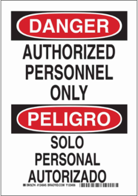 Bilingual DANGER Sign 10 Inch H x 7 Inch W, Non-Reflective Aluminum