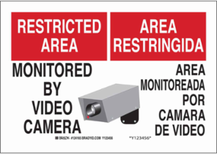 Bilingual RESTRICTED AREA Sign 10 Inch H x 14 Inch W Aluminum