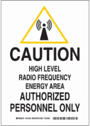 CAUTION High Level Radio Frequency Energy Area Sign, 14 Inch H x 10 Inch W, Polystyrene