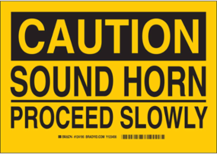 CAUTION Sound Horn Proceed Slowly Sign, 7" H x 10" W x 0.006" D, Polyester