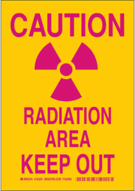 CAUTION Radiation Area Keep Out Sign, 10" H x 7" W x 0.006" D, Polyester