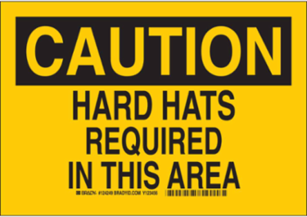 Caution Safety Sign, 7 Inch H x 10 Inch W, Polyester, Self-Adhesive
