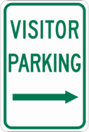 Visitor Parking Sign, 18" H x 12" W x 0.035" D, Aluminum, Arrow Direction Right