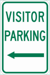 Visitor Parking Sign, 18" H x 12" W x 0.035" D, Aluminum, Arrow Direction Left