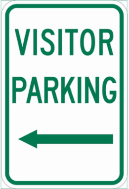 Visitor Parking Sign, 18" H x 12" W x 0.006" D, Polyester, Arrow Direction Left