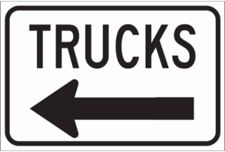 Trucks Sign, 12" H x 18" W x 0.035" D, Aluminum, Arrow Direction Left