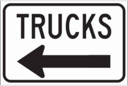 Trucks Sign, 12" H x 18" W x 0.035" D, Aluminum, Arrow Direction Left