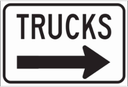 Trucks Sign, 12" H x 18" W x 0.035" D, Aluminum, Arrow Direction Right