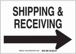 Shipping & Receiving Sign, 10" H x 14" W x 0.035" D, Aluminum, Arrow Direction: Right
