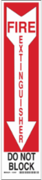 Fire Extinguisher Do Not Block Sign, 18" H x 4" W x 0.06" D, Black/White on Red, Polystyrene
