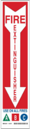 Fire Extinguisher Use On All Fires A B C Sign, 18" H x 4" W x 0.06" D, Black/Blue/Green/Red on White, Polystyrene
