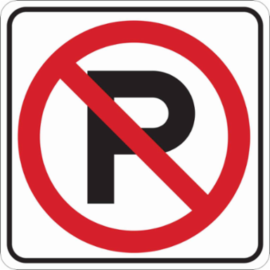 No Parking Picto Sign, 18" H x 18" W x 0.035" D, Aluminum