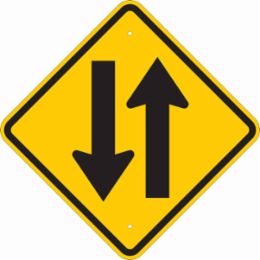 2-Way Traffic Picto Sign, 24 Inch x 24 Inch x 0.06 Inch, Polystyrene, Diamond Shape