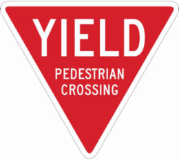 YIELD Pedestrian Crossing Sign, 18" H x 18" W x 0.06" D, Polystyrene