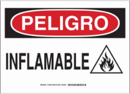 PELIGRO Inflamable Sign, 10" H x 14" W x 0.035" D, Aluminum