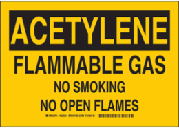 ACETYLENE Flammable Gas Sign, 7 Inch H x 10 Inch W, Outdoor Use, Polystyrene