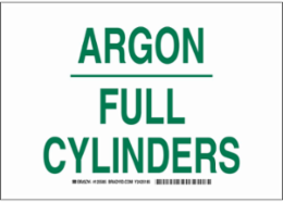 Argon Full Cylinders Sign, 10 Inch H x 14 Inch W, Polyester, GHS Compliant