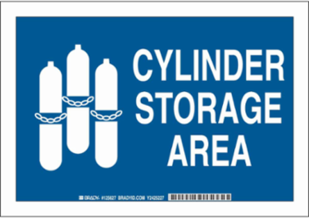 Cylinder Storage Area Sign, 7" H x 10" W x 0.06" D, Polystyrene