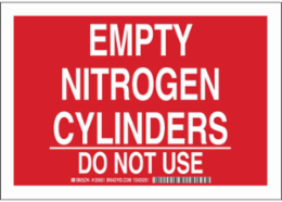 Empty Nitrogen Cylinders Do Not Use Sign, 10" H x 14" W x 0.06" D, Polystyrene