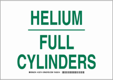 Helium Full Cylinders Sign, 7" H x 10" W x 0.035" D, Aluminum