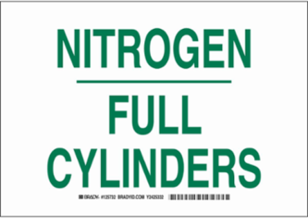 Nitrogen Full Cylinders Sign, 7" H x 10" W x 0.006" D, Polyester