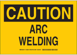 CAUTION Arc Welding Sign, 10 Inch H x 14 Inch W, Black on Yellow, Polystyrene