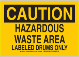 CAUTION Hazardous Waste Area Sign, 10 Inch x 14 Inch x 0.035 Inch, Aluminum