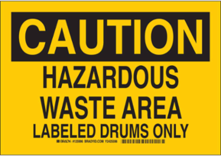 Caution Hazardous Waste Area Sign, 10 Inch H x 14 Inch W, Polyester