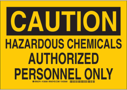 Caution Hazardous Chemicals Sign, 7 Inch H x 10 Inch W, Non-Reflective Aluminum
