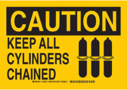 CAUTION Keep All Cylinders Chained Sign, 10 Inch H x 14 Inch W, Non-Reflective Aluminum