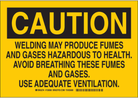 CAUTION Welding May Produce Fumes And Gases Hazardous To Health Avoid Breathing These Fumes Sign, 7" H x 10" W x 0.06" D, Polystyrene