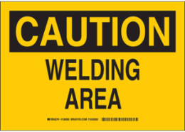 CAUTION Welding Area Sign, 10" H x 14" W x 0.06" D, Polystyrene