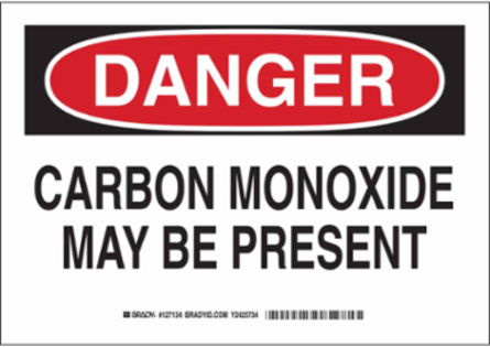 DANGER Carbon Monoxide May Be Present Sign, 10" H x 14" W x 0.006" D, Polyester