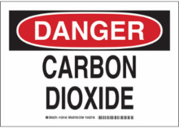 DANGER Carbon Dioxide Sign, 7" H x 10" W x 0.06" D, Polystyrene