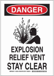 DANGER Explosion Relief Vent Stay Clear Sign, 10" H x 7" W x 0.006" D, Polyester