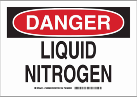 DANGER Liquid Nitrogen Sign, 10" H x 14" W x 0.035" D, Aluminum