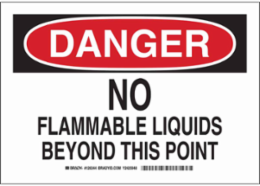 DANGER No Flammable Liquids Beyond This Point Sign, 10" H x 14" W x 0.006" D, Polyester