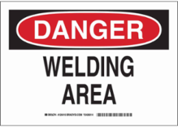 DANGER Welding Area Sign, 7" H x 10" W x 0.006" D, Polyester