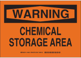 WARNING Chemical Storage Area Sign, 7" H x 10" W x 0.06" D, Polystyrene