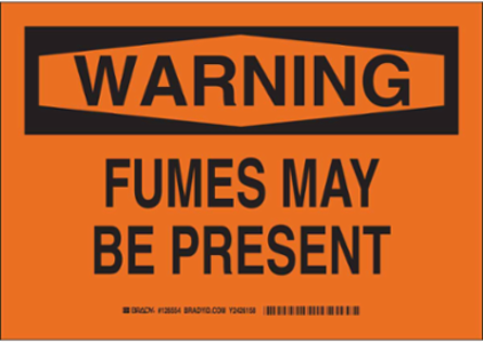 WARNING Fumes May Be Present Sign, 10" H x 14" W x 0.06" D, Polystyrene