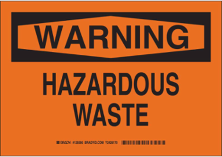 WARNING Hazardous Waste Sign, 7" H x 10" W x 0.035" D, Aluminum