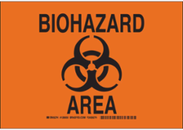 Biohazard Area Sign, 10 Inch H x 14 Inch W, Polystyrene, Abrasion & Chemical Resistant