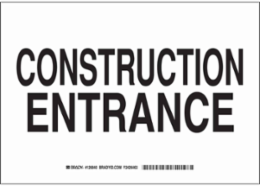 Construction Entrance Sign, 10" H x 14" W x 0.006" D, Polyester