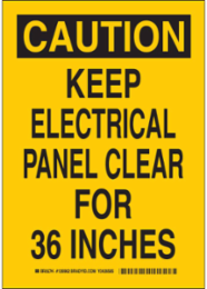 CAUTION Keep Electrical Panel Clear Sign, 10 Inch H x 7 Inch W, Aluminum, Non-Reflective