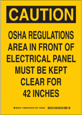 Caution OSHA Regulations Electrical Panel Sign, 10 Inch H x 7 Inch W, Polyester